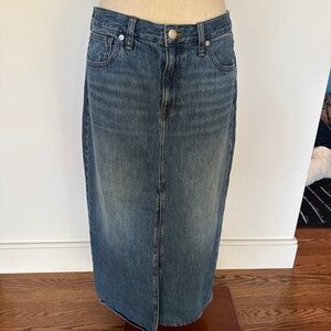 Madewell Women’s Front Slit Denim Midi Skirt Size 28